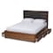 Baxton Studio Elin Upholstered Walnut Finished King Size Platform Bed with Drawers 159-9871 - alternate 2